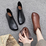 Flat Women's Shoes 2023 New Fashion Ankle Boots Retro Casual Plus Size Short Boots Zipper Solid Color Warm Flat