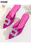Women Pumps luxury Crystal Slingback High heels Slippers Summer bride Shoes Comfortable Heeled Party Wedding
