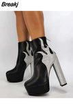 Design Great Quality Patchwork Super High Heel Ankle Boots Platform 2023 Sexy Elegant Woman Fashion Shoes Big Size