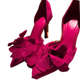 Breakj Red Flowers Decorated High Heels Women's Spring 2023 New Sexy Fashion French Fine Heel Pointed Single
