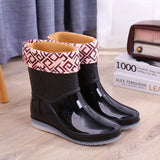 2023Women Rain Boots Ankle Boots Waterproof Shoes Winter Female Slip-On Cotton Shoes Size 36-41 Non-Slip Flat Round