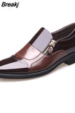 Men Oxford Business Shoes Soft Casual Leather Shoes Breathable Men's Pointy Loafers Flats Zip Shoes Slip-on Driving