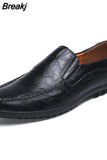 Brand Genuine Leather for Men Fashion Casual Shoes Slip on Loafers Breathable Black Driving Shoes Big Size Men