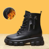 Black Boots Winter Shoes Women Ankel Boots Goth Shoes Platform Boots Snow Booties Woman Warm Botas Fall Flat