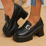 Chunky High Heels Loafers Women 2024 Spring New Platform Pumps Woman Fashion Buckle Thick Bottom Gothic Shoes