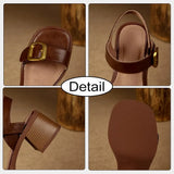 Size 34-40 Women Sandals Retro Genuine Leather High Heels Summer Shoes For Women 2023 Ankle Strap Platform