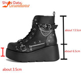 New Gothic Style Platform Vampire Cosplay Women Mid-calf Boots 2023 Winter Wedges Comfy Women Motorcycle Boots