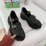 Shoes Harajuku Buckle Mary Janes Shoes Women Cross-tied Platform Shoes Patent Leather Girls Shoes Rivet Casual