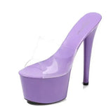 Women Shoes Summer High Heels 17CM Thin Heel Waterproof Platform Sandals Red SlippersTransparent Crystal Shoes Wedding Shoes