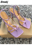 Sandals Summer High Heels Sandal Shoes Fashion Brand Strap Flip Flops Sexy Thin High Heel Pumps Square Toe Shoes