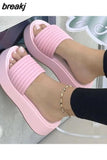 Slippers Women for Summer No-Slip Upper Heels Shoes Slipper Platform Ladies Beach Shoes Casual Flip Flops Zapatos