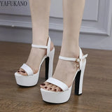 thick heel sexy ladies high heel sandals concise elegant high heels Europe and America sweet wild white women's