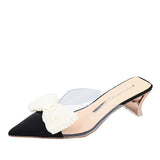 Breakj Baotou Half Slippers Female Summer Outside Wear Fashion Good To Match The 2023 New Fairy Wind Bow Black