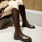 Women's Boots Long Winter Knee High Shaft Shoes for Woman Pointed Toe Footwear Black Tassel Pu 2023 Novelty with Free