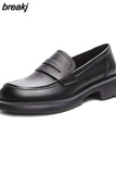 Loafers Elegant Woman Shoes with Medium Heels Genuine Leather Pumps Luxury Designer Shoes Ladies 2023 Round Toe
