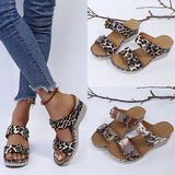 New Summer Women Sandals Leopard Mid Heel Platform Wedges Ladies Shoes Snake Patterns Peep Toe Female Casual Roman