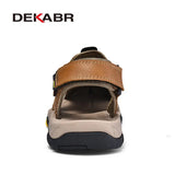 Men's Soft Beach Shoes Summer Men Outdoor Genuine Leather Sandals Walking Breathable Slippers Lightweight Outside
