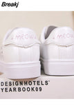 Fashion Embroider Breathble Vulcanized Shoes Women Sneakers Pu Leather Platform Shoes Women Lace Up Casual Shoes