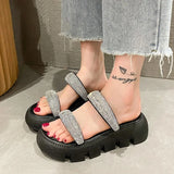 Wedge Sandals Woman Summer 2023 Chunky Platform Women Leather Slippers Thick Sole Gladiator Shoes for Women Flip