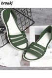 Summer Women Fashion Jelly Sandals Low Heel Peep Toe Shallow Slides Casual Beach Outdoor Female Ladies Slipper