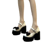 Breakj Bow Small Leather Shoes Women In The Autumn And Winter Of 2025 New Thick-Heeled Thick-Heeled Mary Precious Shoes Sweet Cool JK Single