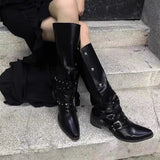 Hot Girl Thick Heel Knight Boots Black Punk Style Niche Personality Boots Waste Earth Style Boots Female
