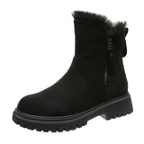Breakj Boots Women's 2023 New Large Size Casual Round Head Short Tube Side Zipper Cotton