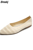 Fashion Slip on Mesh Loafers Breathable Stretch Ballet Shallow Flat Elegant Women Soft Bottom Pointed Toe Boat Shoes