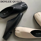 Split Toe Slippers Women Flats Moccasins Casual Shoes Close Toe Mule British Style Loafers Soft Ballerina Outdoor