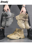 New Work Boots Men Comfort Desert Boots Retro Casual High Top Shoes for Men Round Toe Non-slip Hiking Booties Botas