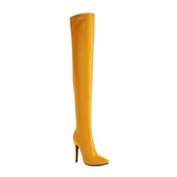 Over the Knee Boots Women 2023 Plus Size 34-49 Men Elastic PU Leather Stiletto Black Sexy Party Thigh High Long