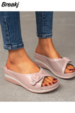 Women Slippers 2023 Summer Platform Wedge Sandals Women Outdoor Casual Beach Shoes Women Closed Toe Flat Slippers Plus Size