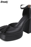 Pumps Chunky Heel Ankle Strap Shoes 2023 Spring Summer Wedding Shoes Fashion Sexy Mary Janes Pumps Big Size