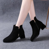 New Women's Shoes Solid Color Fashion Women's Boots with Pointed Edge with Zipper Comfortable Temperament Women