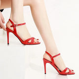 New Red Women Slippers Summer Heels Party Sandals Sexy Bottom Ladies Party Shoes Thin Heels Slides Narrow Band Women