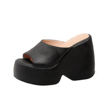 Women Luxury Designer Brand 2022 Summer Microfiber Fashion Platform Wedge High Quality Slides Female Shoe Big Size