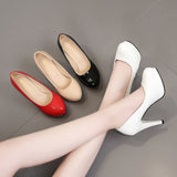 Breakj New Women's Fashion Singles Korean Version Of High Heel Tip Waterproof Table Fine Heel Women's Singles Shoes Professional Wedding Shoes