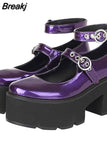 Wedges Mary Janes For Women Pumps 2023 Spring Summer Brand New Gothic Style Comfy Women Office Lady Shoes Big Size