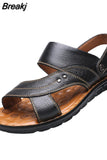 Summer New Men's Genuine Leather Sandals Men's Fashion Leather Beach Shoes Plus Size Casual Sandals Slippers for