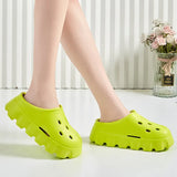 Hollow Out Women's Cloud Slippers 2023 New Closed Toe High Platform Woman Slipper Outdoor Non Slip Thick Bottom