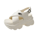 Breakj Dad Sandals Female 2023 Summer New Fashion Buckle Loose Platform Sandals Wear Roman Beach