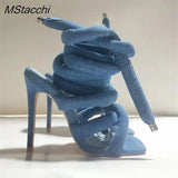 Snake Strap Long Shoes Women's Sandals Summer 2024 Sexy Stiletto Heel Stripper Shoes Star Style Slingback Heeled