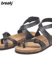Fashion Cork Sandals 2023 New Women Casual Summer Beach Gladiator Non-slip Buckle Strap Sandalias