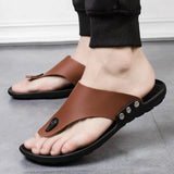 Slippers Summer Flip-Flops for Men Beach Slippers Brown Sandals Comfortable Shoes Non-Slip Bathroom Shoes Men
