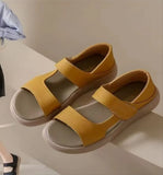 Breakj 2023 New Fashion Simple Open Toe Round Head Thick Bottom Fairy Wind A Word With Two Wear Beach Sandals