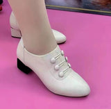 And Autumn Women's Shoes 2023 New Korean Version Pointed Thick And Low Help Fashion Button Side Zipper Mother Shoes