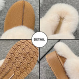 Women Thick Sole Faux Fur Slippers Winter Plush Warm Cotton Shoes Woman Indoor Outdoor Non Slip Fluffy Platform Slippers