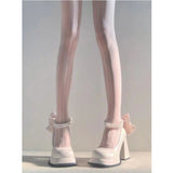 Style Thick Pearl Chain Small Leather Shoes 2023 New High-Looking Fried Street Fashion Mary Jane High