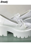 Thick High Heeled Mary Jean Pumps 2023 Spring Summer Ankle Lace Up Women Pumps Round Toe Solid Color Comfy Walk