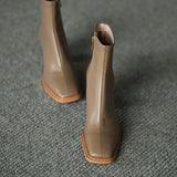 Ankle Boots For Women Square Toe Fashion Shoes Warm Winter Short Boots Zipper Square Heels Comfortable Lady